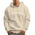 thumbnail image 4 of Men's 330g Cotton Hoodie LOS ANGLES Letters Pullover Sweatshirt, 4 of 16