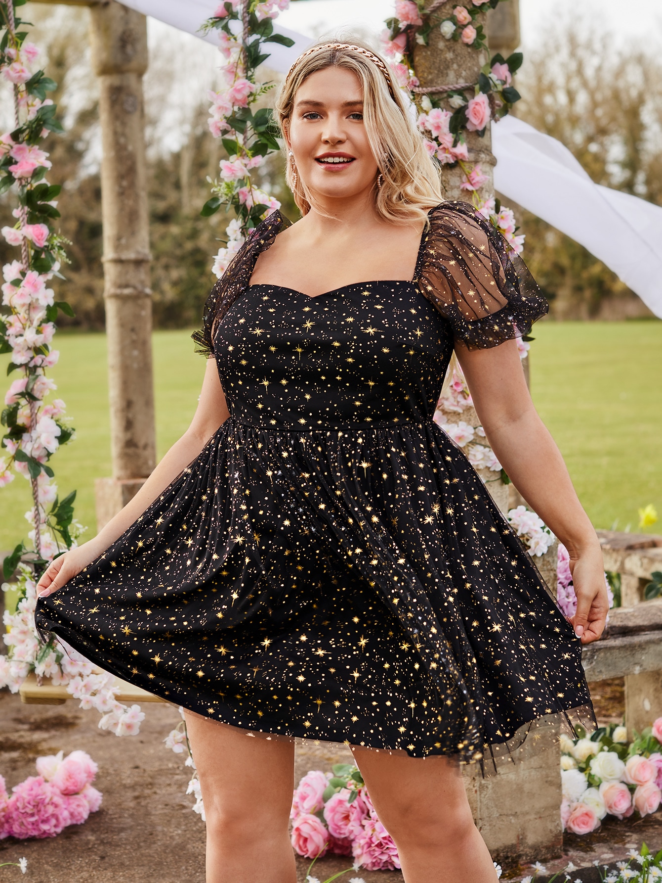 Black Women's Plus Size Gold Galaxy 