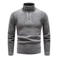 thumbnail image 5 of ibuvkizy Mens Knitted Sweaters Fall Winter Men Casual Solid Thick Zipper Stand Collar Long Sleeve Pullover Sweater Top Gray,M, 5 of 5