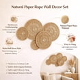 thumbnail image 3 of 6 Piece Boho Woven Wall Decor Set, Natural Paper Rope Handwoven Round Hanging Art, Rustic Farmhouse Wall Sculpture For Living Room, Bedroom, Entryway & Cafe, 3 of 8