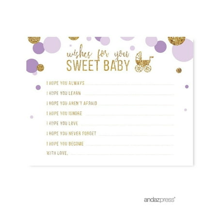 Wishes For Baby Lavender Gold Glitter Baby Shower Games 20 Pack