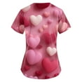 thumbnail image 5 of Valentine Day Nursing Scrubs Womens Short Sleeve Quick Dry V Neck Uniforms Love Heart Print Cute Medical Scrub Tops with Pockets Wine L, 5 of 5
