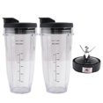 thumbnail image 3 of 24Oz Cups with To-Go Lids, 7 Fins Extractor Blade, for Nutri Ninja Auto IQ BN801 SS101 BL480-30 BL64, 3 of 5