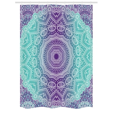 Purple and Turquoise Stall Shower Curtain, Hippie Ombre Mandala Inner Peace and Meditation with Ornamental Art, Fabric Bathroom Set with Hooks, 54W X 78L Inches, Purple Aqua, by Ambesonne