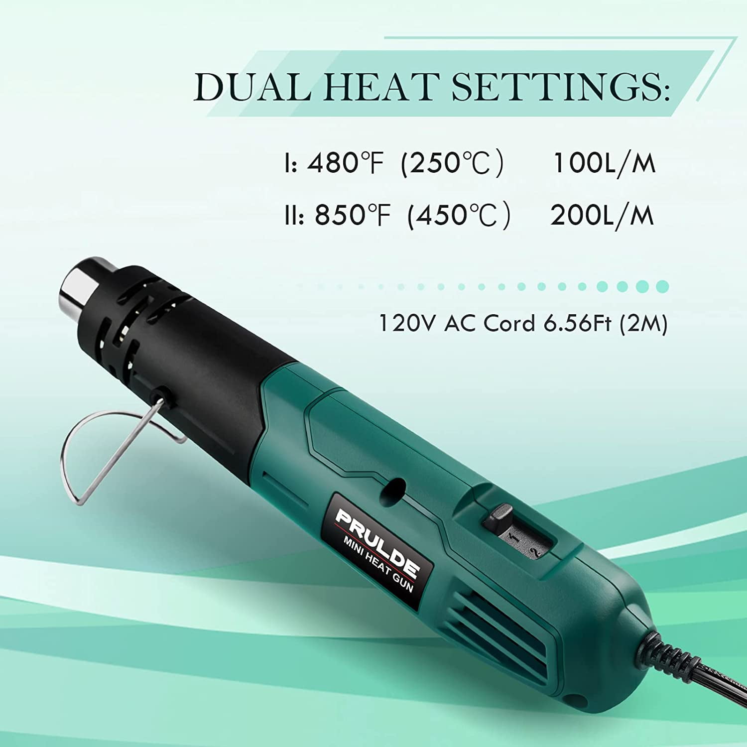 Heat Gun Variable Temperature, PRULDE N2030 Hot Air Gun with LCD Digital  Display, 120F-1200F Temperature & Air Flow Adjustable and 6 Nozzles  Attachments 