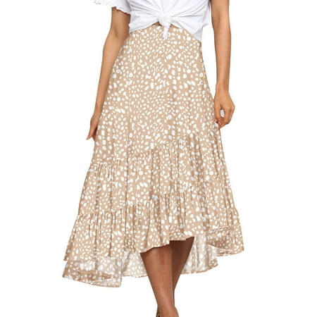 

HSMQHJWE Pleated Jean Skirt Workout Skirts For Women Print Casual Women Skirt High Print Mid-Length Fashion Leopard Waist Ruffle Chiffon Skirt Vintage Corset Skirt