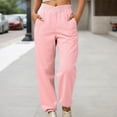 thumbnail image 2 of Arlun Womens Versatile Ribbed Joggers Casual Wide Leg Stretch Casual Pants High Elastic Waist Drawstring Loose Comfy Sweatpants 2025 Simple Stylish Trousers with Pockets Pink S, 2 of 7