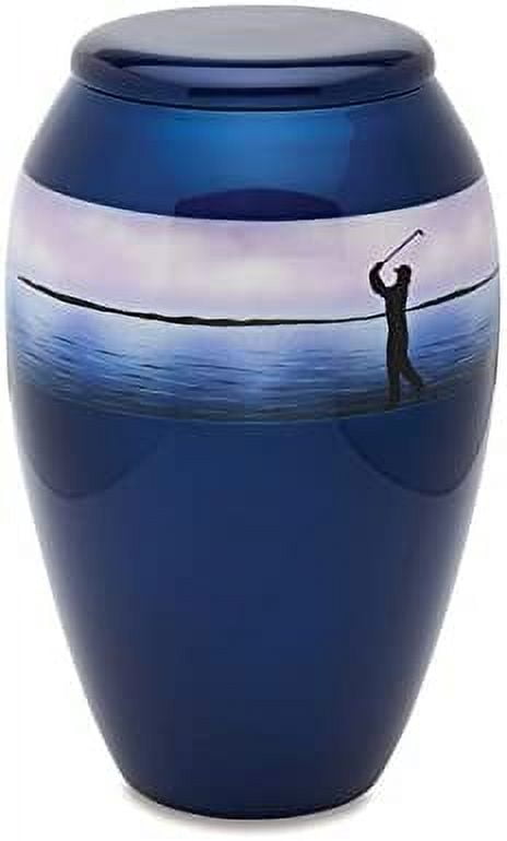 Hand Painted Cremation Urn - Adult Cremation Urn - Handcrafted Funeral Urn for Ashes - Metal Cremation Urn - Great Deal Free Bag (Golf)