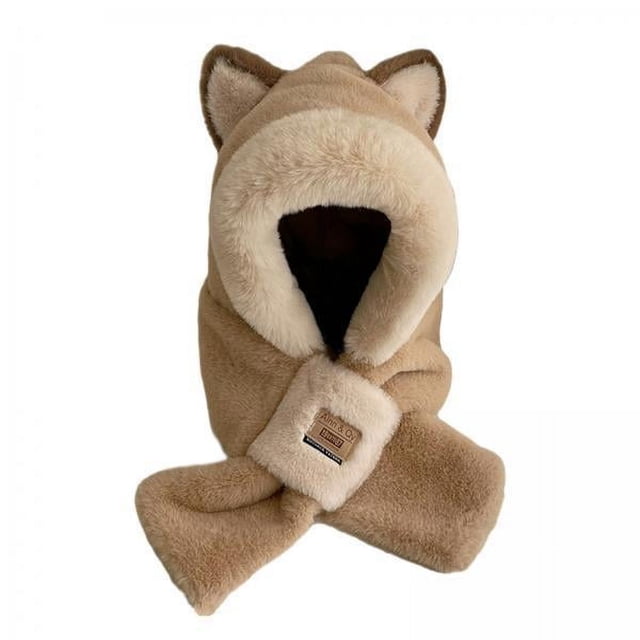 Juego de 4 Gorro y Bufanda de Invierno con Animales de Peluche Strade Fareast Limited Color Caqui
