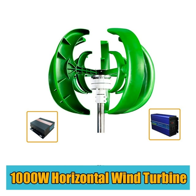 1000W 12V/24V Wind Turbine Generator 5 Blades Wind Turbine Generator Lantern Vertical Axis Motor Kit For Home Hybrids Streetlight Use Electromagnetic ,Easy to Install
