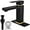 Matte Black Handle/Brushed Gold, variant on Bathroom Faucet 1 Hole, Single Handle Stainless Steel Bathroom Sink Faucet, Modern Vanity Faucets with Deck Plate,Water Supply Hoses and Pop Up Drain,Matte Black Handle and Brushed Gold