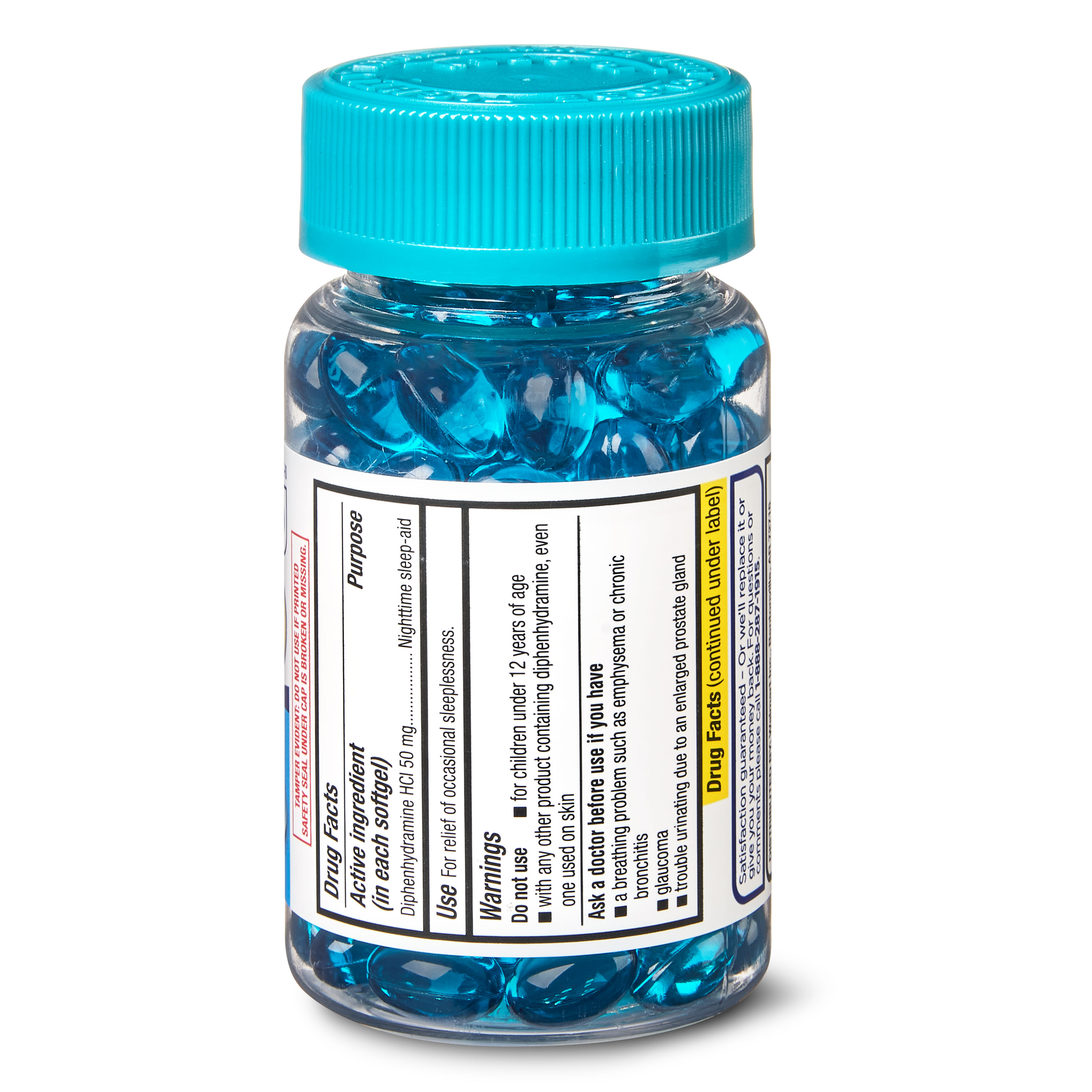 Equate Cápsulas Blandas de Ayuda para Dormir de Máxima Resistencia por la Noche con Difenhidramina HCl, 50 mg, 100 Unidades, Comparar con Ingrediente Activo de Unisom SleepGels 4