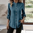 thumbnail image 4 of YanHoo Womens Button Down Shirts Trendy Roll Up Long Sleeve Shirt Loose Dressy Casual Tops Going Out Work Blouses, 4 of 8