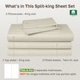 thumbnail image 5 of Ivory Sheets Split King Size - 500 Thread Count 100% Real Cotton, Stripe 5 Piece Bedsheet Set, Damask Sateen Weave, Elasticized Deep Pocket for Snug Fit, 5 of 9