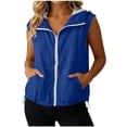 thumbnail image 2 of Diufon Hooded Vest for Women Sleeveless Zip Up Running Vest with Pockets Drawstring Summer Outdoor Sun Protection Jackets, 2 of 9