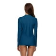 thumbnail image 3 of Women Long Sleeve Zipper Rash Guard Color Block Swimwear UPF 50+ Sun Protection Running Shirt, 3 of 4