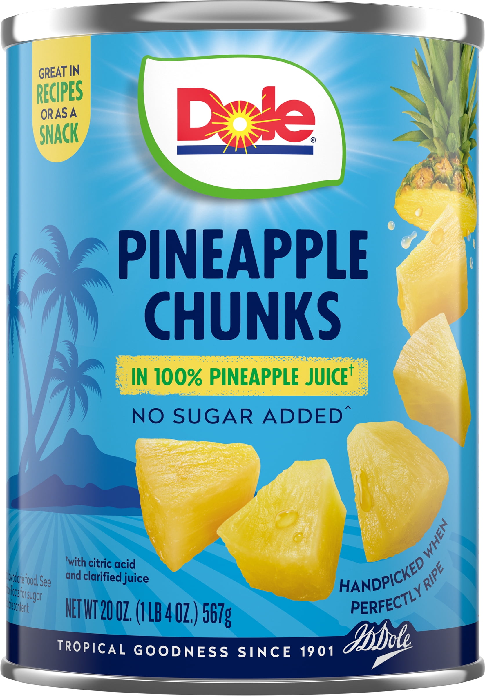 (12 pack) Dole Pineapple Chunks in 100% Pineapple Juice, 20 oz Can