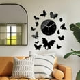 thumbnail image 6 of Wall Clock Art Decal DIY Mirror Sticker Butterfly Mute Acrylic Decorative for Home Bedroom Decoration , Black, 6 of 8