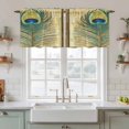 thumbnail image 2 of Retro Peacock Feathers Tier Curtains, Vintage Abstract Art Light Filtering Kitchen Curtains, 2Pcs Rod Pocket Half Window Treatments Panels for Sink Cafe Cabinet Camper 27.5x24 Inches, 2 of 9
