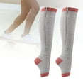 thumbnail image 2 of 1 Pair Compression Stockings Exquisite Pattern Breathable Cotton Open Toe Zipper Compression Stockings Leg Sleeve for Girl, 2 of 9