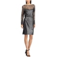 thumbnail image 1 of Vestido de cóctel de encaje floral para mujer de American Living, Metálico, 8, 1 of 1