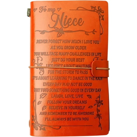 NICKSUN To My Niece Leather Journal 140 Pages Refillable Writing Journal Embossed Vintage Notebooks Christmas Birthday Gifts Best Gifts for Niece from Aunt Uncle