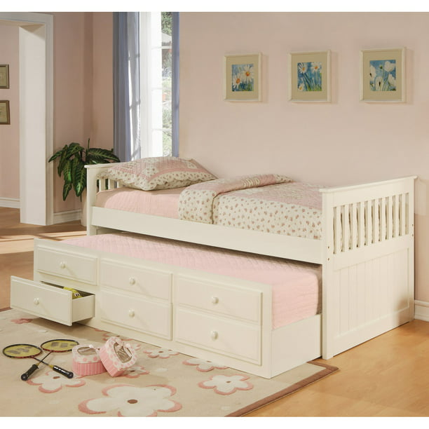 La Salle Twin Captains Bed, Twin Captains Bed With Trundle And Storage Drawers