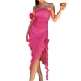 thumbnail image 1 of xiaxaixu Robe Moulante pour Femmes, Mini Robe en Maille Transparente Sans Bretelles Ourlet à Volants Irrégulier avec Ras du Cou, 1 of 9