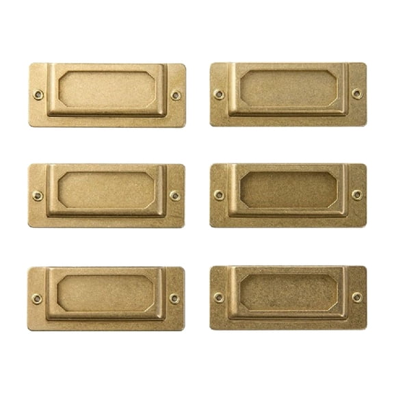 6Pcs Antique Metal Index Label Holder Easy Installation For File Cabinets Folder