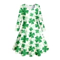 thumbnail image 4 of Toimothcn Robes pour Filles Manches Longues Décontractées Jour de la Saint-Patrick Trèfle à Quatre Feuilles Imprimé Robe Douce Respirante Ample Été Princesse Robes Adorables pour Usage Quotidien, 4 of 5