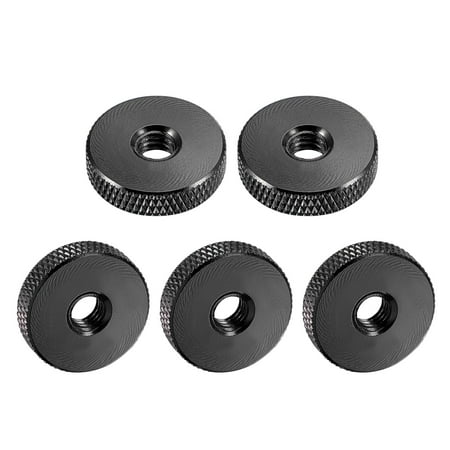 

Flat Knurled Nut - M6 x 20mm x 5mm Thumb Nuts Lock Adjusting Nuts Aluminum Alloy Black 5Pcs