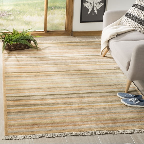 Safavieh Tibetan Magna Striped Wool Area Rug, Apricot/Sage, 4' x 6'