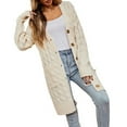 thumbnail image 2 of Frostluinai Womens Long Cardigan Sweaters Button Down V Neck Cable Knit Cardigans Long Sleeve Solid Color Cardigan Coats with Pocket, 2 of 6