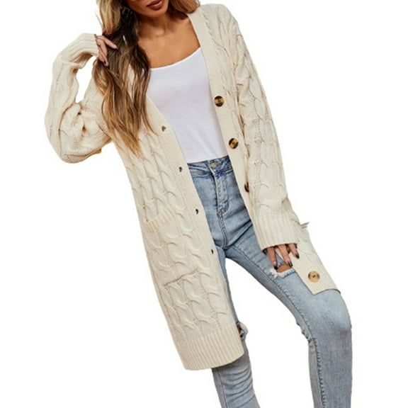 Sweaters for Women Plus Size Long Sleeve Knitted Casual Solid Loose Fashion Sweater Coat