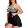thumbnail image 3 of Inadays Two Piece Plus Size Tankini Swimsuits for Women Flowy Bathing Suits Swim Dress with Shorts Tummy Control Swimwea, Black White, 5XL, 3 of 6
