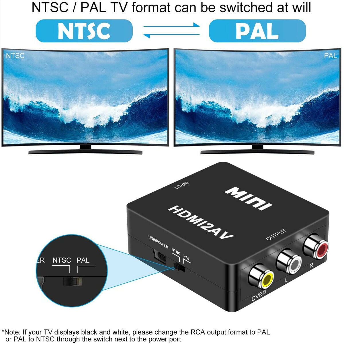 HDMI To RCA AV Mini Composite 1080P Audio Video AV CVBS Adapter Converter For TV