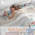 thumbnail image 4 of 3 Piece Blue Starfish Beach Duvet Cover Set Twin Size,Microfiber Comforter/Quilt Cover with Corner Ties and 2 Pillowcases,Summer Coral Conch Coastal Retro Beige All Season Bedding with Zipper Closure, 4 of 8