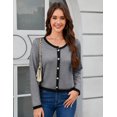 thumbnail image 3 of Yesfashion Women's Knit Cardigan Crewneck  Metal Button Long Sleeve Lightweight Sweater Cardigans, 3 of 8