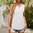 thumbnail image 2 of Wyobmus Womens Summer Long Tank Top Sleeveless V Neck Going Out Shirts Casual Solid Flowy Loose Tunic Blouses White, 2 of 8