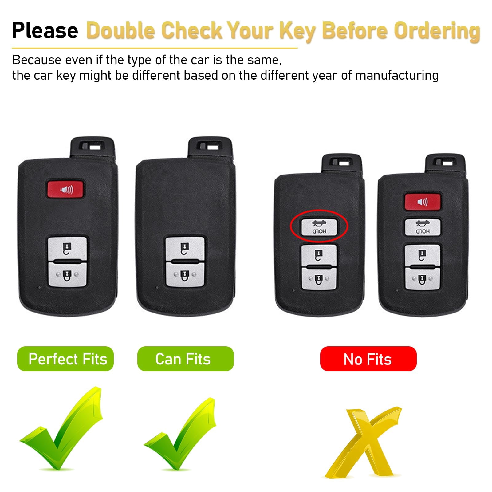Compatible with Toyota Tacoma Key Fob Cover 2016-2023,2016 2017 2018 2019 2020 2021 2022 2023 Tacoma Key Fob Case Shell,Metal Shell & Soft Silicone Protection 3 Buttons