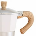 thumbnail image 3 of Aluminum Coffee Pot with Wood Grain Handle Coffee Pot Outdoor Portable Coffee Maker Tool,Beige 150ML, 3 of 5