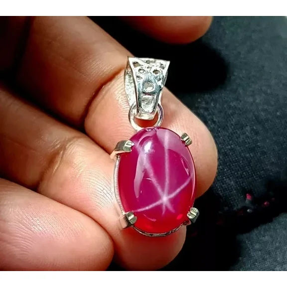 Natural Red 22 Ct Star Ruby Oval Cut Pendant Certified Loose Gemstone