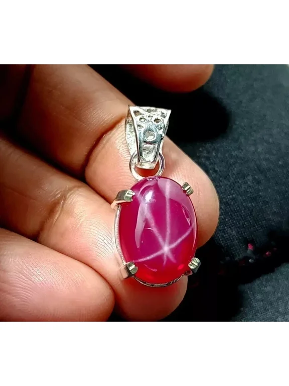 Natural Red 22 Ct Star Ruby Oval Cut Pendant Certified Loose Gemstone