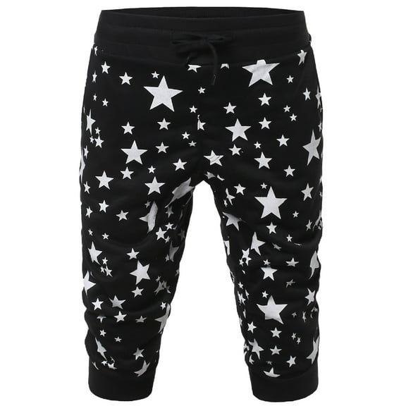 FashionOutfit Men's New Stylish Super Comfortable Star Printed Jogger Harem Crop Pants