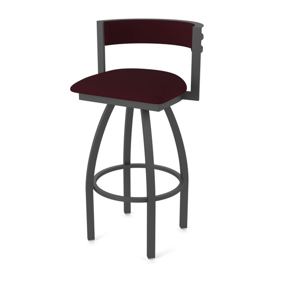 861 Artemis 36" Swivel Bar Stool with Pewter Finish and Canter Bordeaux Seat and Back
