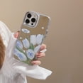 thumbnail image 2 of Blue Tulips Flower Makeup Plating Mirror Soft  for iPhone Case (Silver,iPhone 15 Plus), 2 of 6