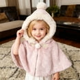thumbnail image 5 of HJYCHN Cape Poncho Outerwear with Hood and Tie Closure Soft Lined Winter Wear for Toddlers Cozy Fashion Pink 12-24 Months, 5 of 9