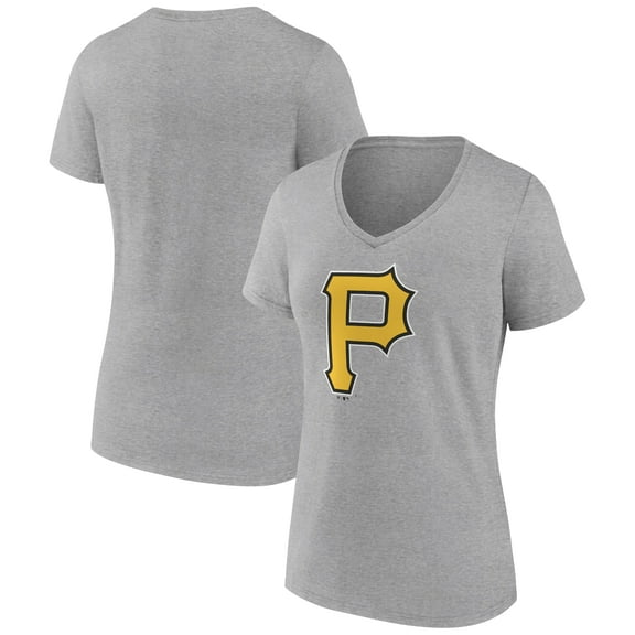Women's Gray Pittsburgh Pirates Official Logo V-Neck T-Shirt