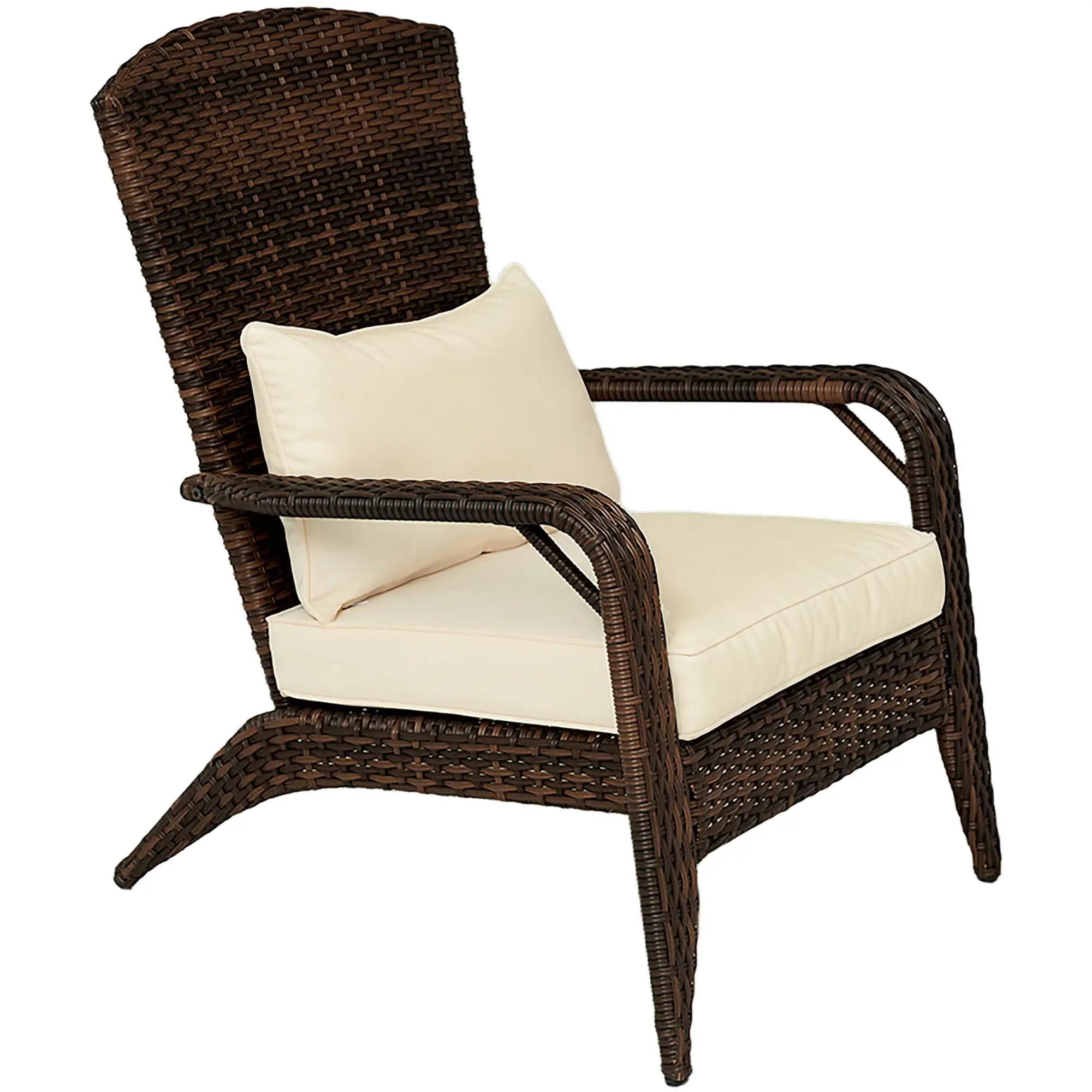 Resenkos Rattan Adirondack Chair with Comfortable Cushions, Tall Backrest, Perfect for Outdoor Deck & Garden, Cream White