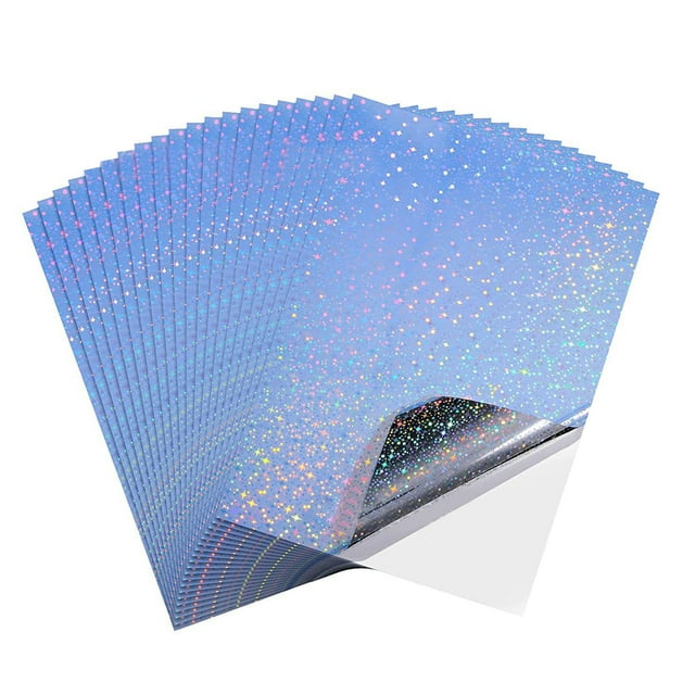 20 hojas de papel adhesivo imprimible, impermeable, de secado rápido, holográfico, para impresoras de inyección de tinta y fotocopiadoras.
